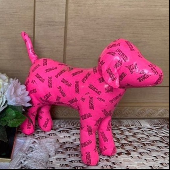 Victorias Secret Pink Limited Ed NEON Pink Pleather Giant Mini Dog FAUX LEATHER - Picture 3 of 4